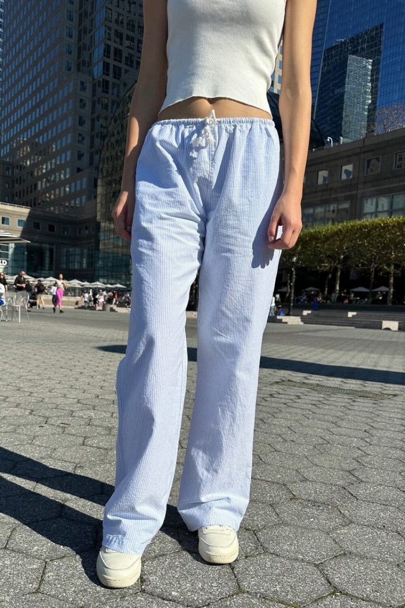 Pantalon Brandy Melville Anastasia Linen Bleu Clair | QVB-81568855